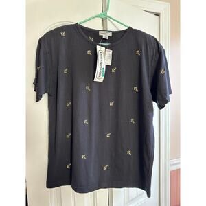 Lauren Alexandra vintage black gold anchor short sleeve shirt shoulder pad NWT M